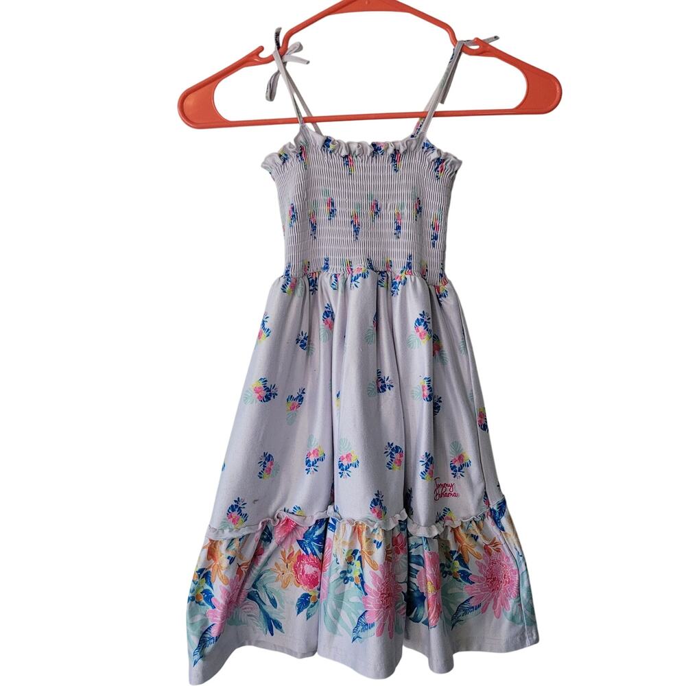Tommy Bahama Size 6 White Floral Sleeveless Spagheti Strap Summer Dress‎